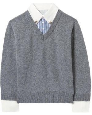 Claudie Pierlot V-Neck Wool Sweatshirt - Grey