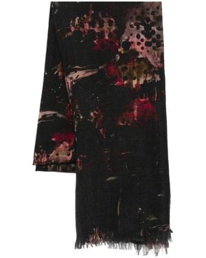 Yavi Sciarpa Con Stampa E Frange - Nero