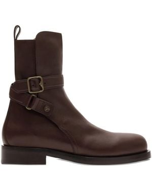 Burberry Buckle-Strap Equestrian-Knight Boots - Brown