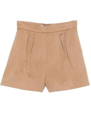 Max Mara Pleated Camel-Hair Shorts - Natural