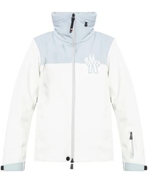 Moncler High Neck Zipped Jacket - White