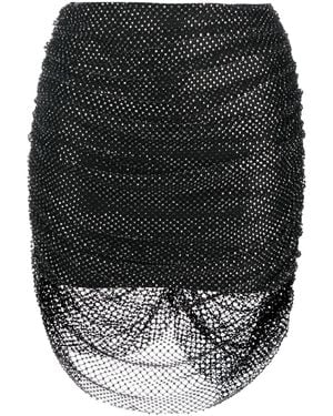 GIUSEPPE DI MORABITO Rhinestone-Embellished Mesh Miniskirt - Black