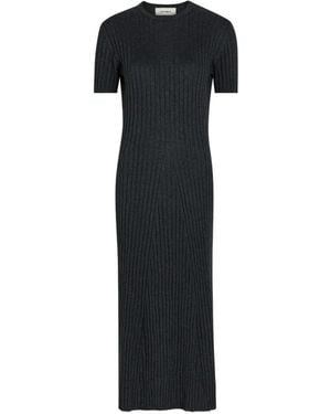 Lisa Yang Vestido Midi De Canalé De Manga Corta - Negro