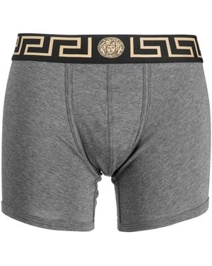 Versace Logo-Waist Boxer Briefs - Grey