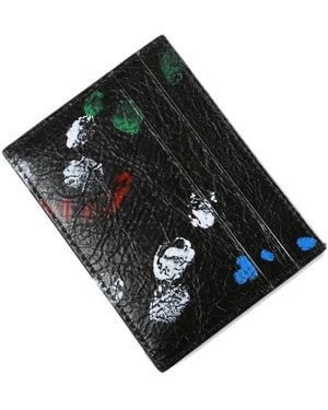 Balenciaga Paint-Splatter Card Holder - Black