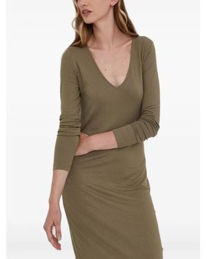 Samsøe & Samsøe Ribbed V-Neck Maxi Dress - Green