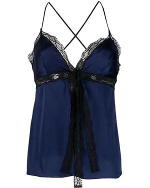Alberta Ferretti Lace-Trim Detail Top - Blue