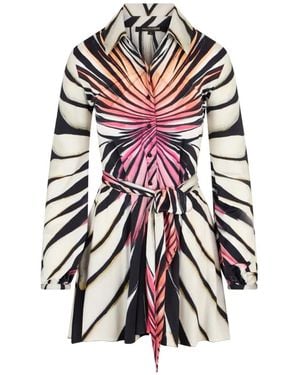 Roberto Cavalli Ray Of Paradise Printed Mini Shirt Dress - White