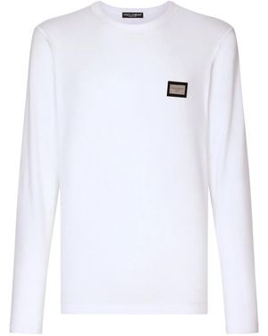 Dolce & Gabbana Logo-Tag Long-Sleeve T-Shirt - White