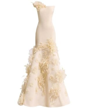 Gemy Maalouf Floral-Appliqué Mermaid Dress - White