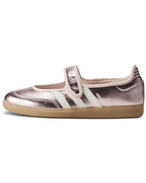 adidas Samba Jane Metallic Leather Sneakers - White