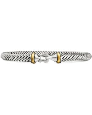 David Yurman 18Kt And Sterling Buckle Classic Cable Bracelet (5Mm) - Metallic