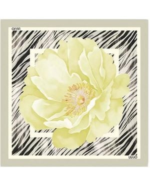 Liu Jo Floral Zebra-Print Scarf - Metallic