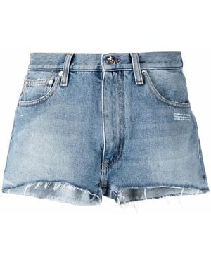 Off-White c/o Virgil Abloh Denim Shorts With Print - Blue