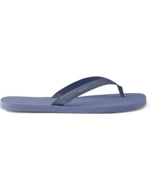 Prada Brushed Leather Flip-Flop Sandals - Blue