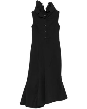 Rundholz Asymmetric Sleeveless Maxi Dress - Black