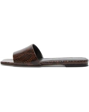 Aeyde Anna Snakeskin-Effect Square-Toe Sandals - Brown