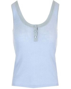 Chloé Ribbed Button-Fastening Top - Blue