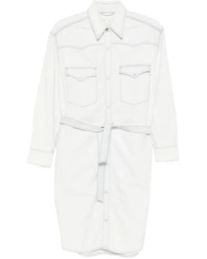 A.P.C. Tie-Fastening Shirt Mini Dress - White