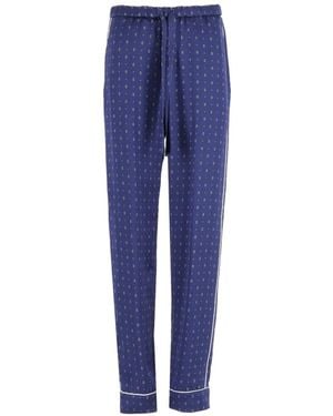 forte_forte Le Club Print Satin-Finish Trousers - Blue