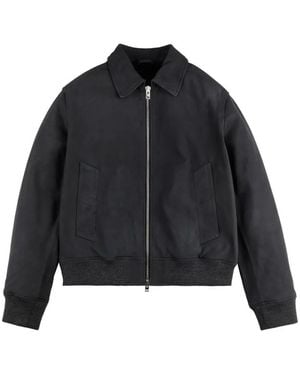 Hogan Chaqueta Bómber De Piel De Nobuk - Negro