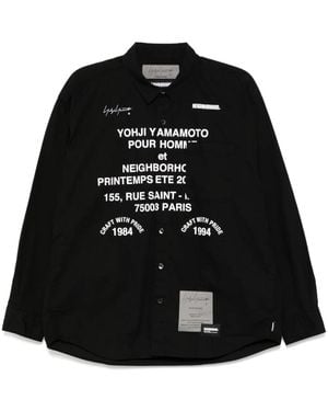 Yohji Yamamoto X Neighborhood プリント シャツ - ブラック