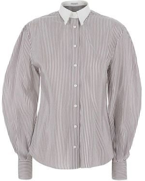 Brunello Cucinelli Striped Shirt - Grey