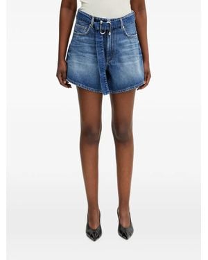 Sportmax Fiesta Belted Faded-Effect Shorts - Blue