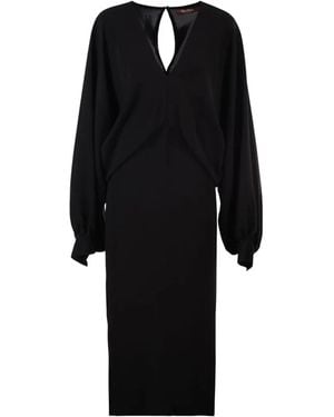 Max Mara Draped Long-Sleeve Midi Dress - Black