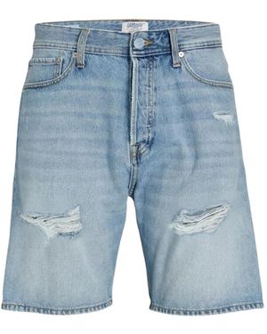 R.D.D. by Jack & Jones Distressed Light-Wash Shorts - Blue