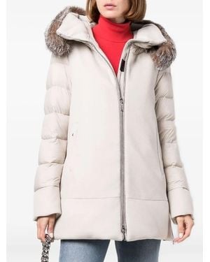 Moorer Padded Fur-Trimmed Hood Jacket - White