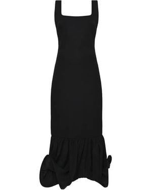 TANUNA Ruffled Draped Midi Dress - Black