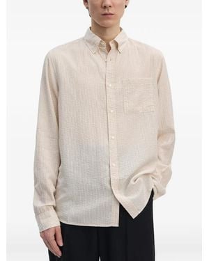 Another Aspect Striped Chest-Pocket Shirt - Natural