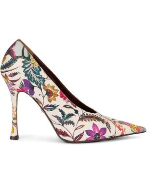 Roberto Cavalli Florentine Floral-Print Pumps - Pink