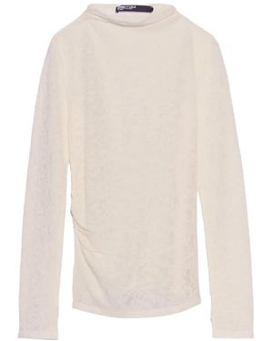 Bimba Y Lola Ivory Wool Jacquard T-Shirt - White