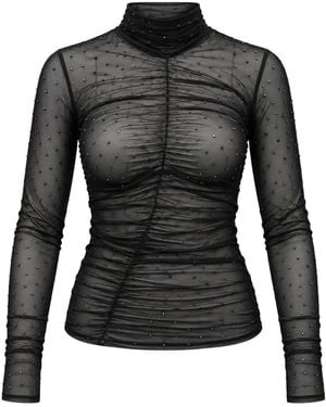 Liu Jo Stud-Embellished Ruched T-Shirt - Black