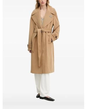 Karl Lagerfeld Belted Logo-Plaque Coat - White