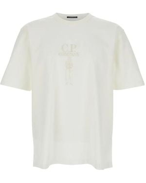 C.P. Company Logo-Embroidered T-Shirt - White