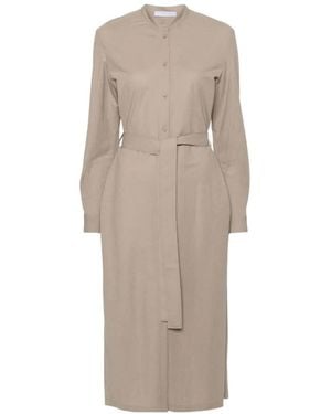 Harris Wharf London Belted Button-Front Dress - Natural