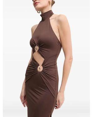 Bardot Ring-Detail Midi Dress - Brown