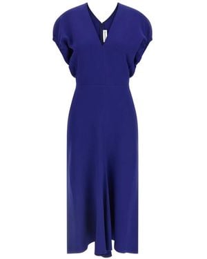 Victoria Beckham V-Neck Banded Waist Dress - Blue