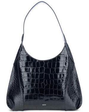 Rodo Bolso de hombro con efecto de piel de cocodrilo - Azul