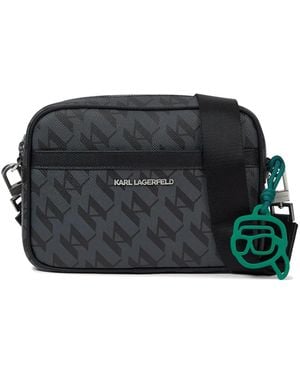KARL LAGERFELD Ikon Monogram Messenger Bag - Black