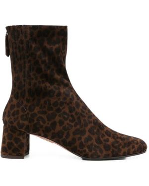 Aquazzura Saint Honore Leopard-Print Ankle Boots - Brown
