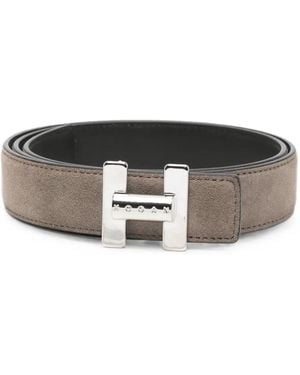 Hogan H-Buckle Suede Belt - Grey