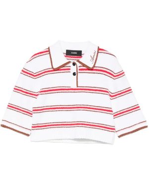 Amiri Top A Rayas Con Logo Bordado - Blanco
