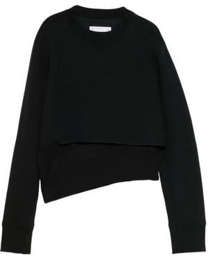 Sacai Pull À Design Superposé Et Col Rond - Noir
