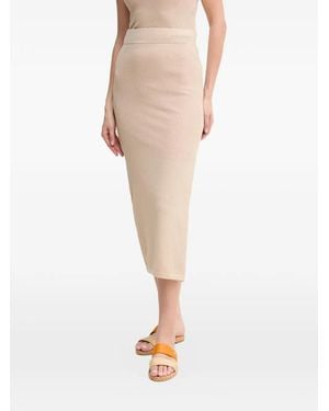 DKNY Ribbed Side-Slit Midi Skirt - White