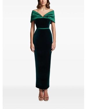 Cristallini Off-Shoulder Velvet Maxi Dress - Black