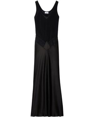 Off-White c/o Virgil Abloh Lace-Panel Satin Maxi Dress - Black